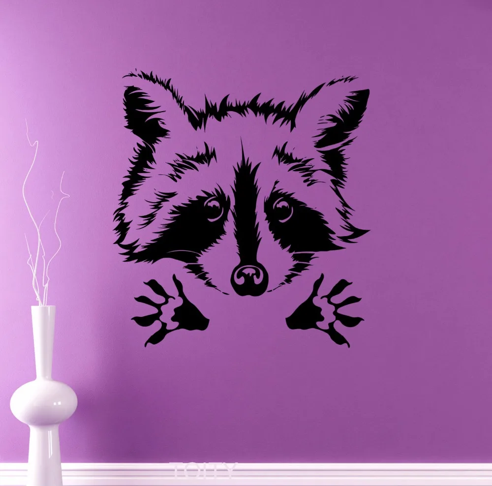 

Cute Raccoon Wall Vinyl Decal Animals Paws Removable Sticker Wall Home Interior Kids Children Room Decor Nursery Mural