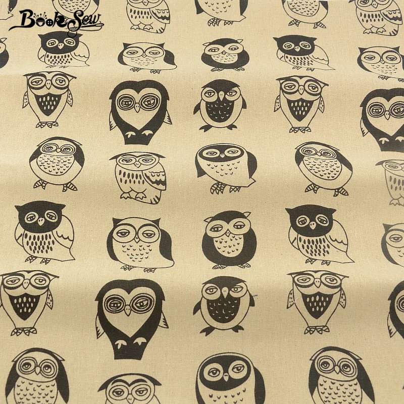 Cotton Linen Fabric Owl Cartoon Style Home Textile Sewing Material Tissu For Bag Table Cloth Curtain Decoration Zakka Booksew