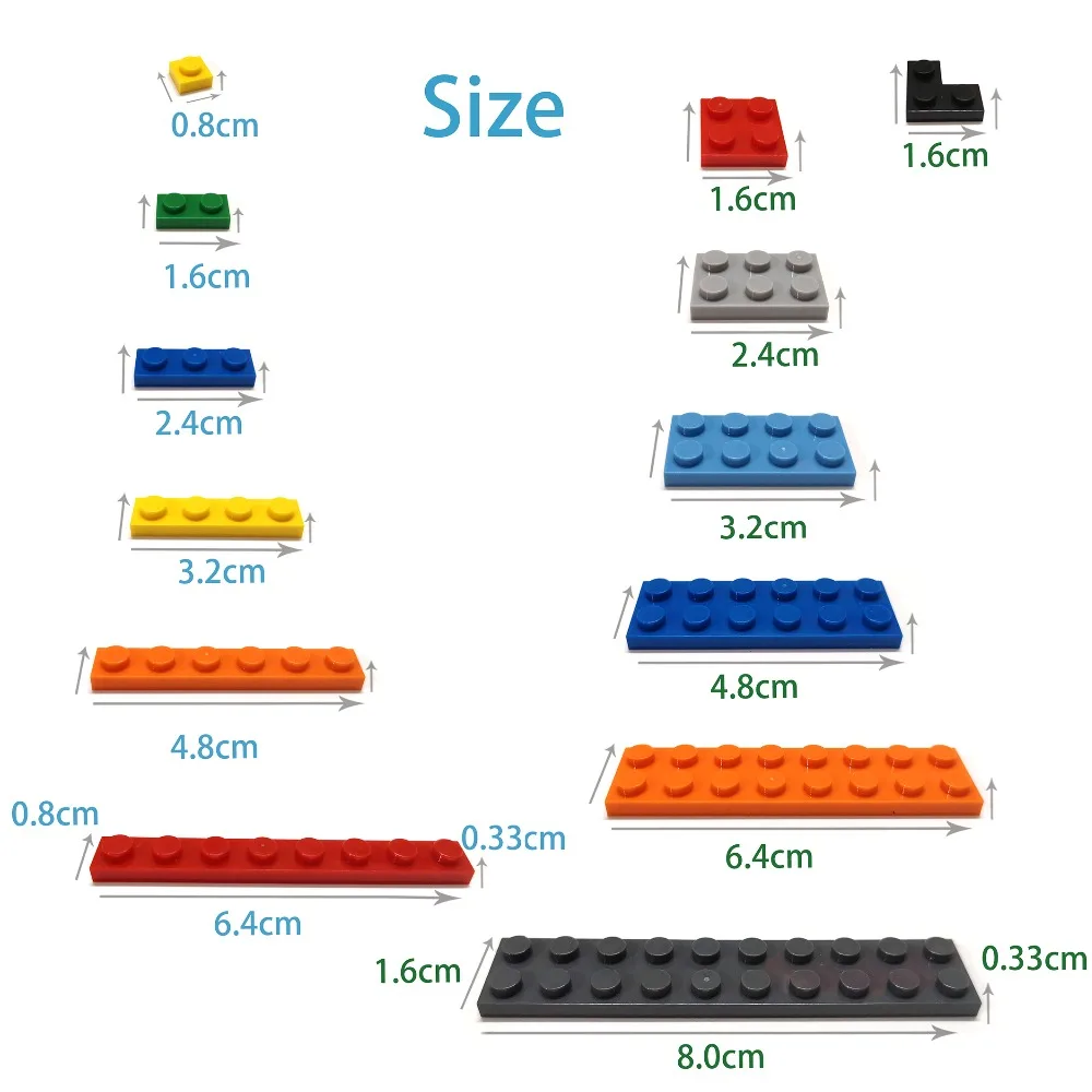 20Pcs DIY Building Blocks หนา2X8จุดการศึกษาสร้างสรรค์ของเล่นเด็กตัวเลขพลาสติกอิฐขนาด Compatible 3007