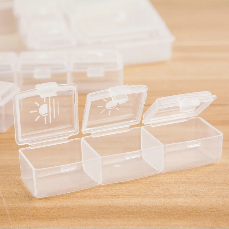 21 صندوق حبوب دواء صغير شفاف، حافظة طبية محمولة في أوائل الليل، سعة كبيرة، توزيع دواء الرعاية الصحية باللون الأبيض #3