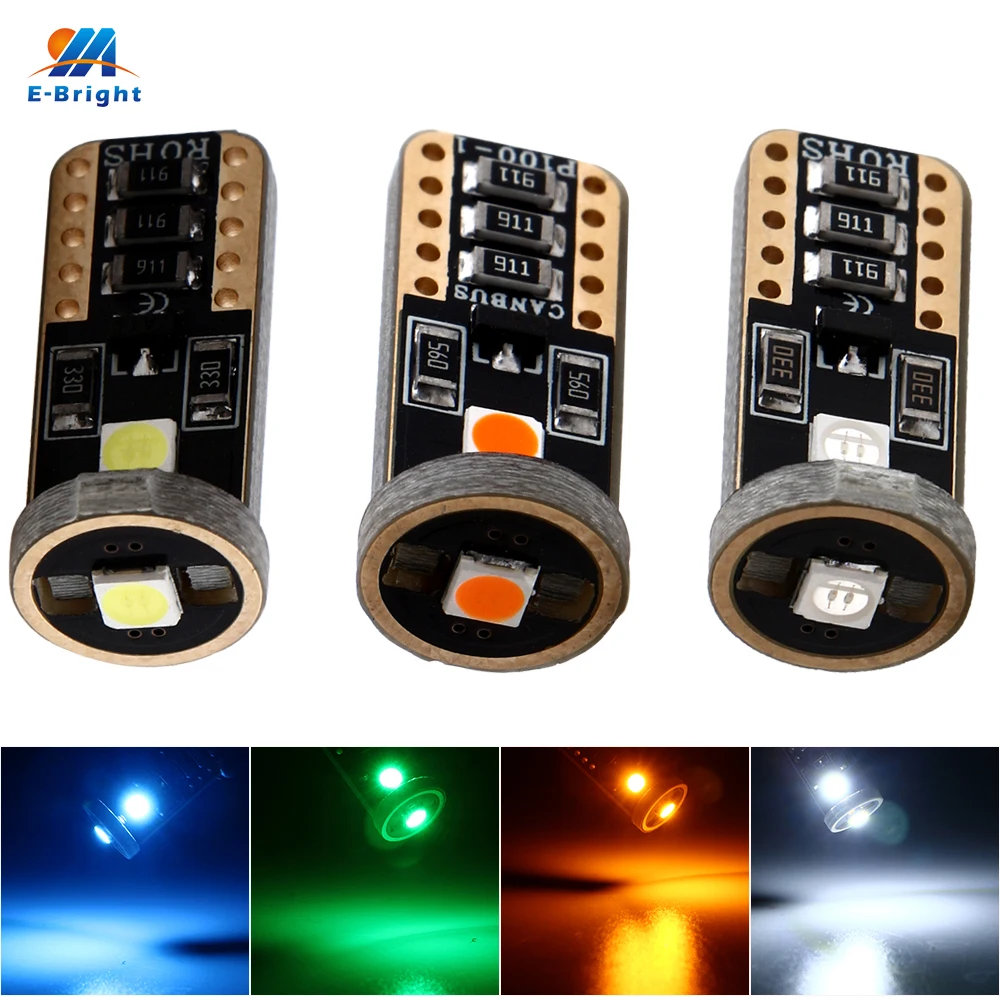 

YM E-Bright 2 PCS T10 Canbus 3030 3 SMD Led Auto Led Door Light No Error W5W Can-bus Led Light License Plate Light 12V