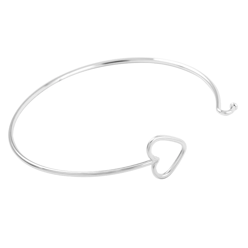 

316L Stainless Steel Heart Charm Wire Bangle Fashion Cuff Bangle for Women Jewelry Shirt Accessories