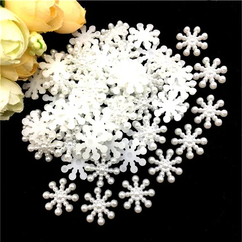 15mm Snowflake Beads White Ivory ABS Imitation Pearl 10mm Rose Flower Cabochon Pearls DIY Crafts Women Jewelry Decoration 50pcs
