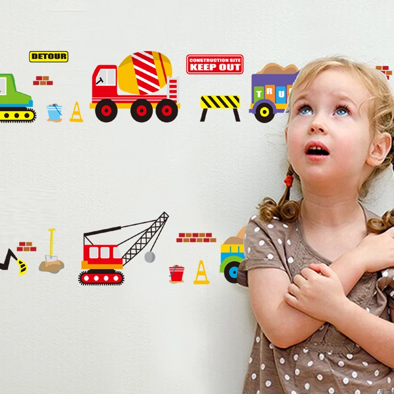 Cartoon Cars Kids Room Wall Sticker For Children\'s Kids Room Baby Bedroom Wall Decals Window Poster 3D Car Stickers Wallpaper