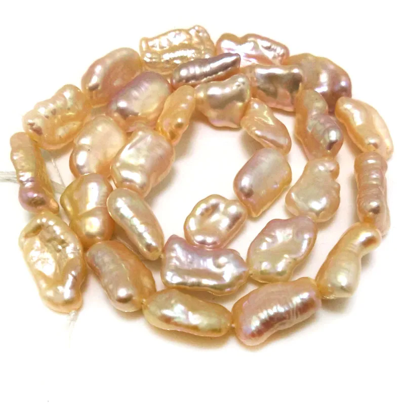 16 inches 10-20mm Natural Pink Flat Baroque Keshi Pearls Loose Strand