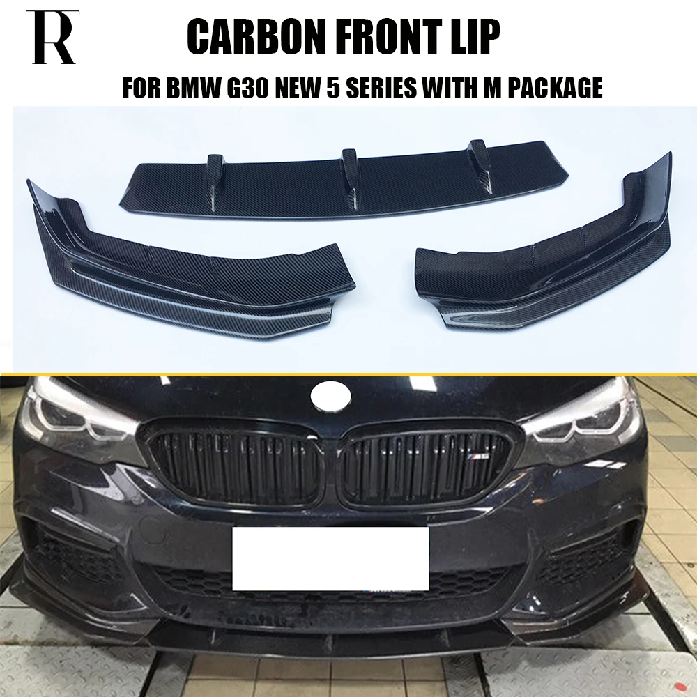 FD Style Carbon Fiber Front Bumper Chin Lip for BMW G30 Sedan G31 Wagon 520 530 540 550 With M Package 17 - 20 Pre-Lci