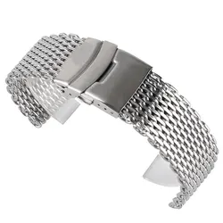 18/20/22mm Watchband Luxury Cool Watches Mesh Stainless Steel Bracelet Silver Wristwatch Band Strap Replacement + 2 Spring Bars