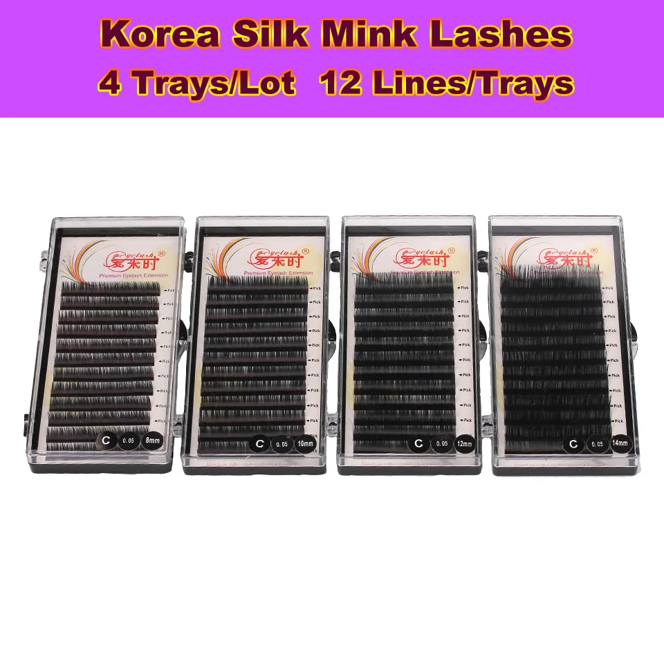 4 Cases Individual Eyelash Extension Eye Lashes Eyelashes False Mink Eyelashes Natural Russian Volume Lash Extension Supplies