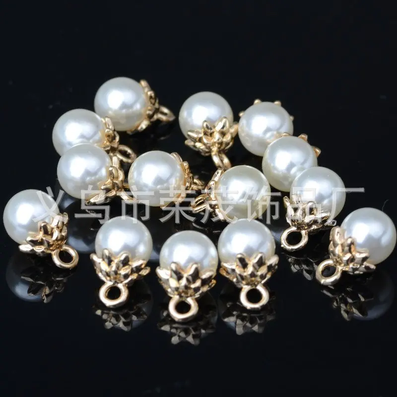 

50pcs/lot 8mm 10mm 12mm 14mm 16mm 18mm metal imitation Pearl Charm Gold color Floating Charm Fashion Jewelry Accessories