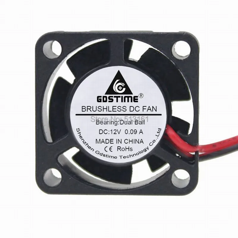10 Cái Gdstime Ball Bearing 25 mét 25x25x10 mét 12 V 2 Pin Mini Fan DC không chổi than Làm Mát Cooler
