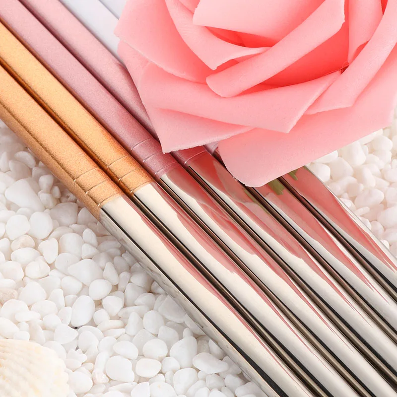 1 pair Chinese Chopsticks Colorful Coating Hollow stainless steel Chop sticks Reusable Food Sticks for Rice Sushi Kit Dinnerware