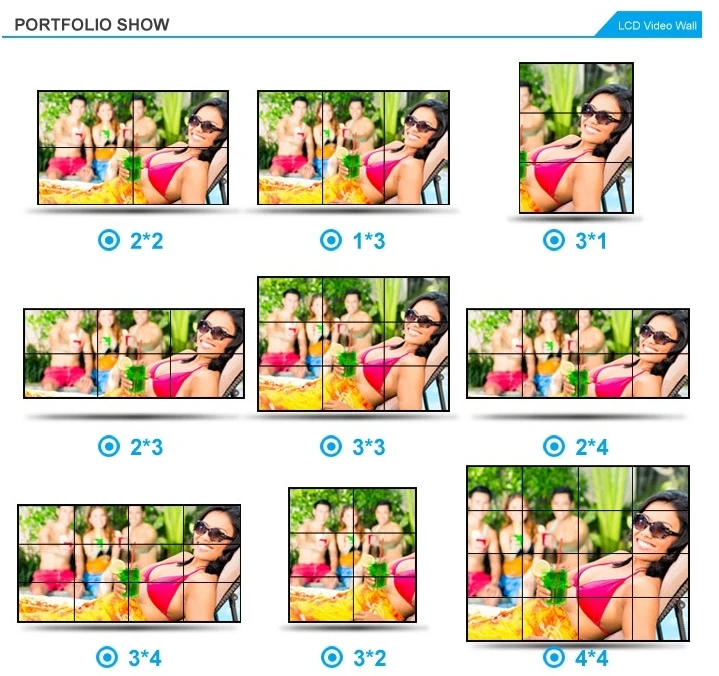 CCTV Monitor Display 4x4   Advertising Display Ultra Narrow Bezel LCD Video Wall