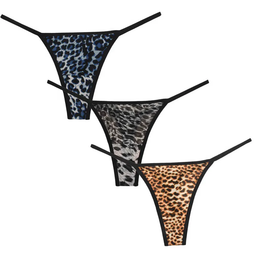 Women Leopard Brazilian Tangas Bikini Thong Stretch Charm Soft Panties Lingerie