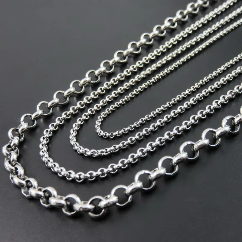 4/6/8/10mm Wide Chain Punk 316L Stainless Steel Silver Color Round O Chain Necklace Titanium steel Chain Necklace 18-40inch