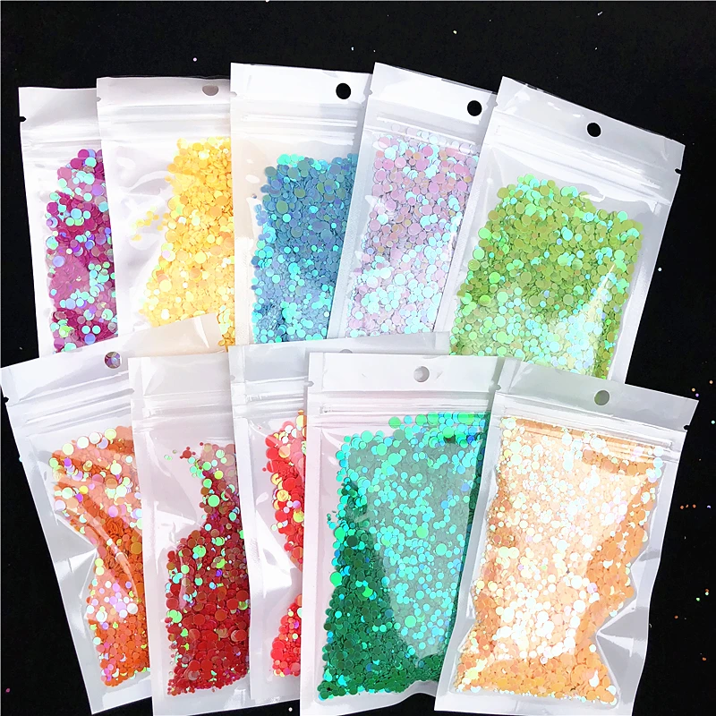 20g Multi Size 1mm 2mm 3mm 4mm dot Nail Sequins Flat Round Sequin Nail Beauty Stickers Lady Girls manicure Glitter Paillettes