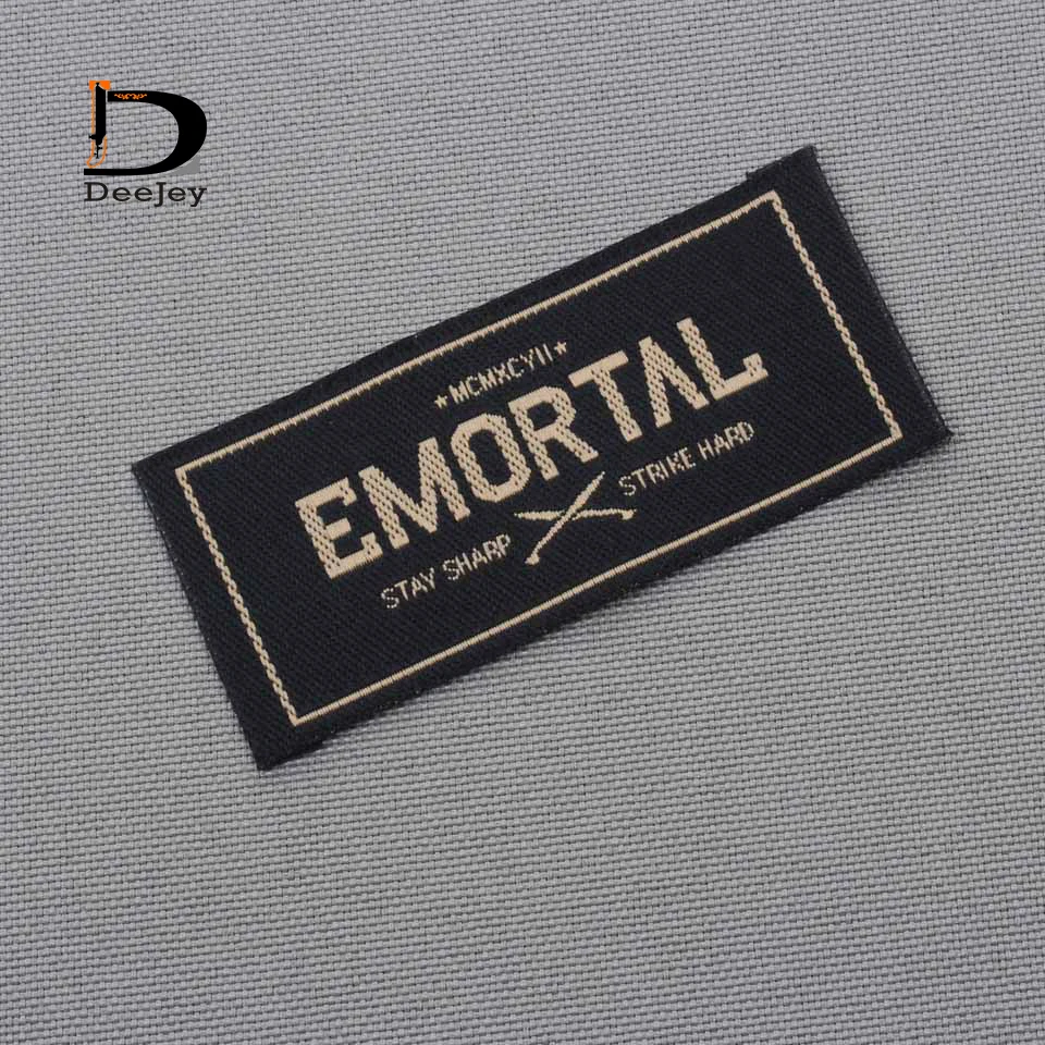 Custom brand clothing labels polyester cotton mixture yarn private logo woven tags 1000pcs/lot