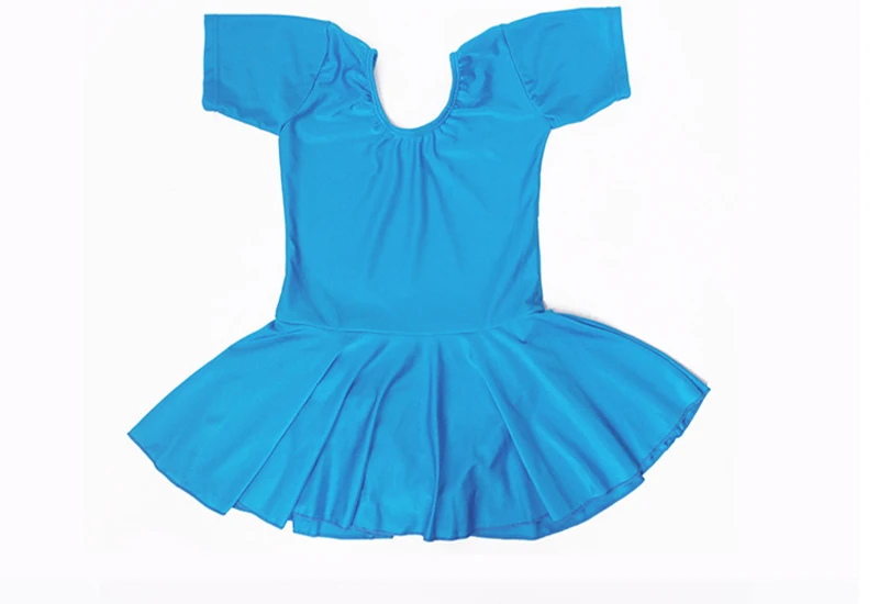 Leotardo de gimnasia de LICRA de manga corta para niñas, vestido de baile latino, falda de práctica de baile, 3 colores, novedad