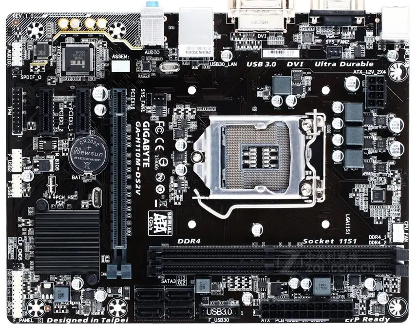 Placa-mãe H110m-ds2v Soquete Lga 1151 Ddr4 Usb 3.0 Sata3 Pci-e3.0 Novo Gigabyte-ga-h110m-ds2v