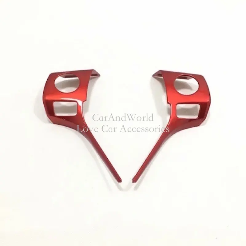 For 2013-2018 Toyota RAV4 Corolla Auris Interior Steering Wheel Button Cover Frame Trims Red Chrome Sticker Car Accessories