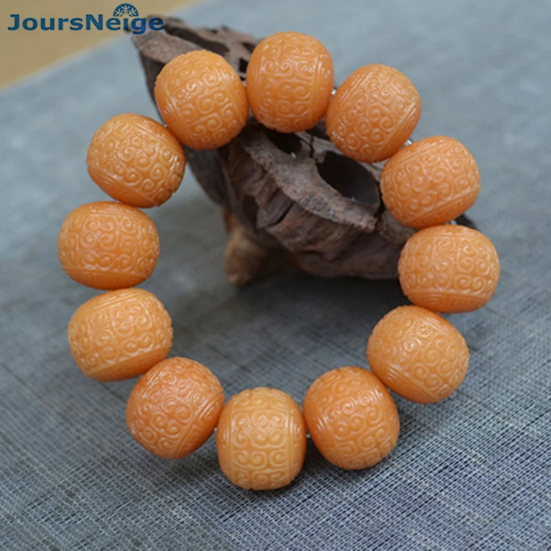 Wholesale Old Root Weathering Bodhi Bracelets Carved King Kong Wrinkle Buddha Beads Hand String Lucky for Men Wood Jewelry