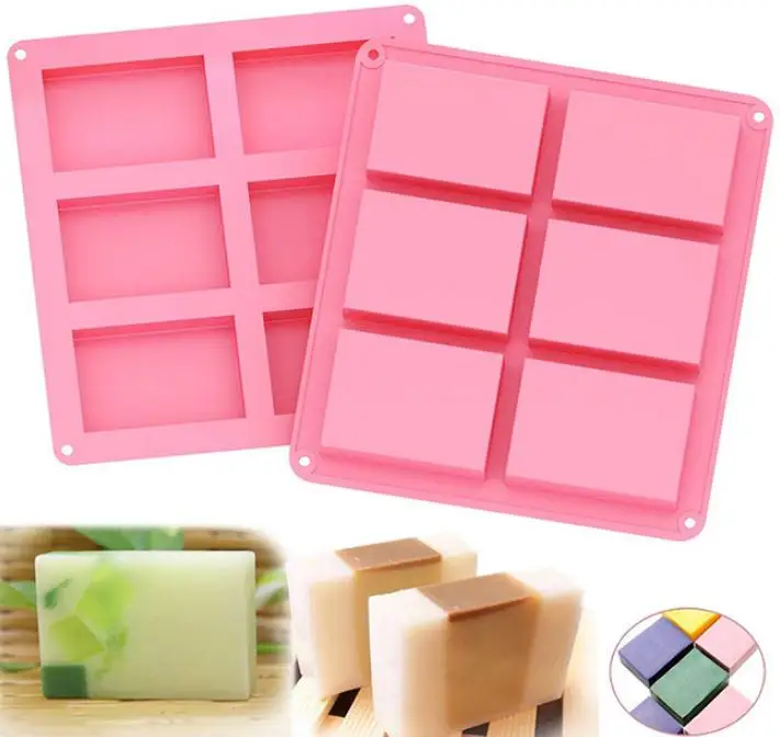 50 pcs 6 cavities square Silicone Baking Mold Cake Pan Molds Handmade Biscuit Mold Soap mold mould SN585