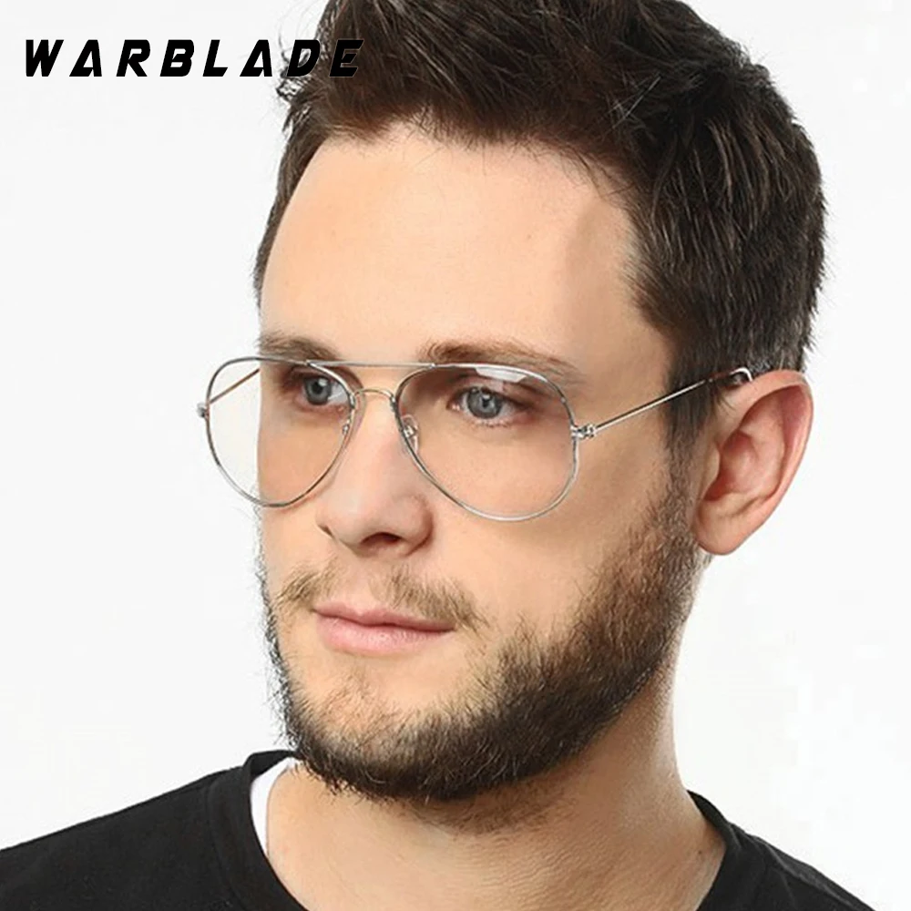 WarBLade Band Glasses Alloy Gold Frame Glasses Classic Optics Eyeglasses Transparent Clear Lens Women Men Fake Glasses Female