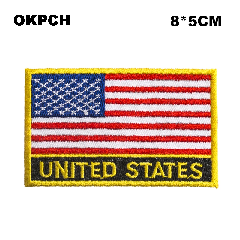 U.S.A. Flag patcheswork fabric embroidery patch cutstom DIY stickers on clothing with iron PT0121-R