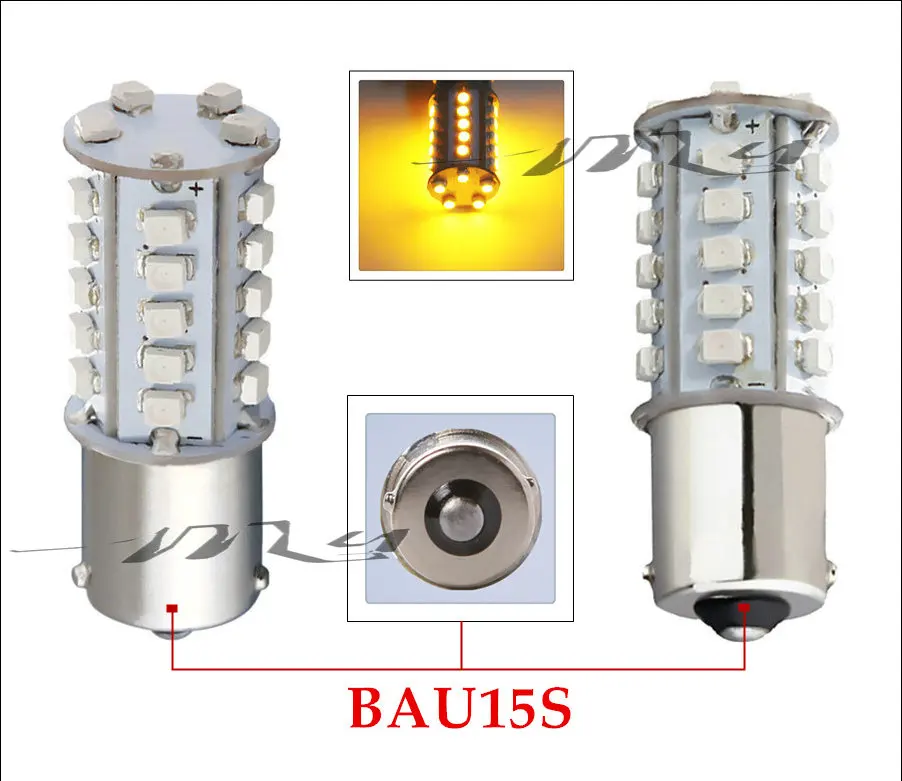 20pcs 1156 BAU15S 30 SMD Amber / Yellow Tail Turn Signal 30 py21w led Car Light Lamp Bulb V4 12V External Lights