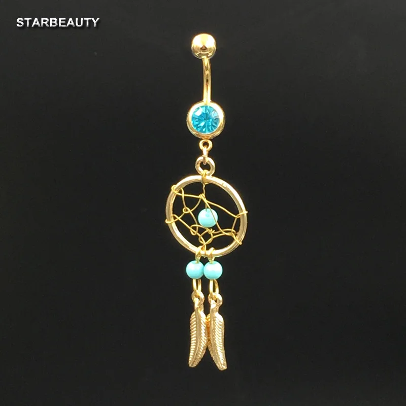 14G Navel Piercing Ombligo Dreamer Navel Ring Gauge Blue Stone Belly Button Rings Industrial Belly Ring Nombril Pircing Jewelry