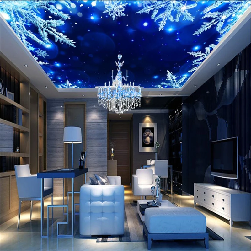 

beibehang Wallpaper Mural Wall Sticker Dream Star Snow Ceiling Fresco papel de parede 3d para sala atacado 3d wallpaper