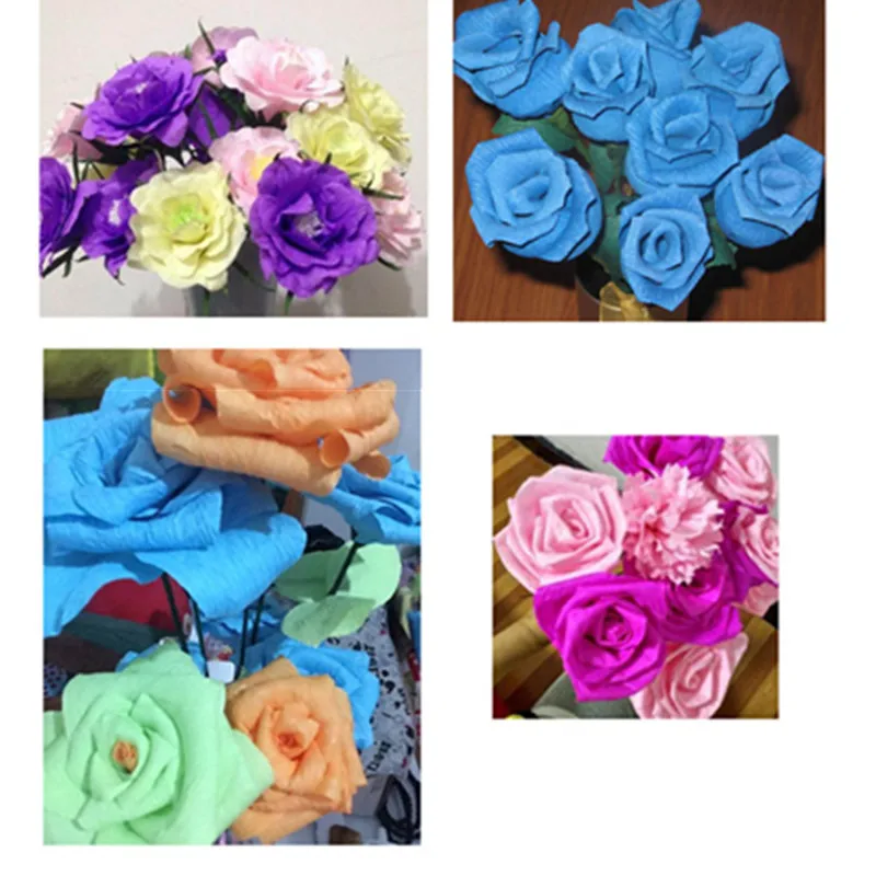 10pcs Mix High Quality Origami Crinkled Crepe Paper Craft DIY Flower Wrapping Fold Scrapbooking Gift Party Decoration Garland