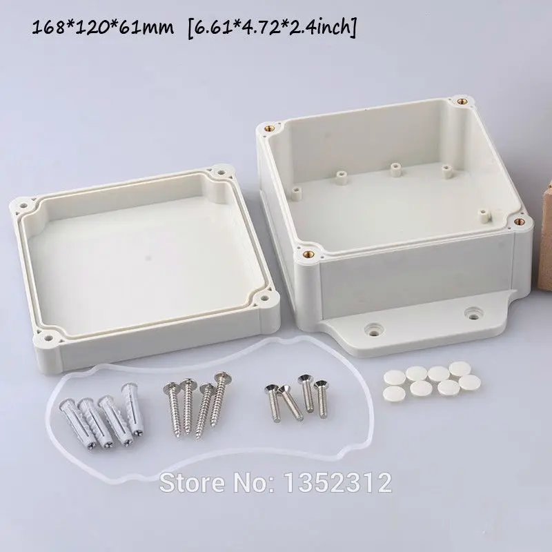 1 pcs 168*120*61mm IP68 Plastic waterproof box wall mount ABS PCB enclosure belt ears DIY project box junction box control box