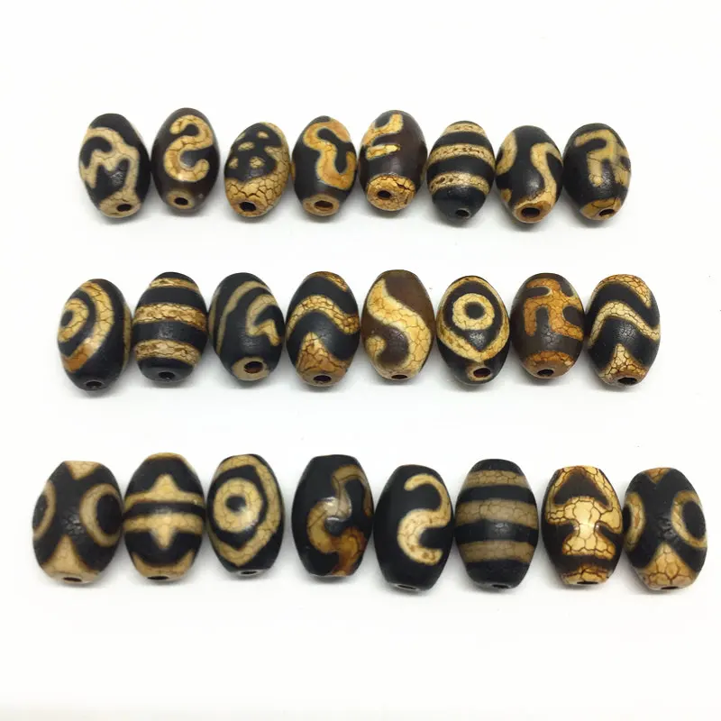 10pcs/lots Natural Stone Accessories Beads Tibetan Dzi Beads 8mm*12mm for making diy Jewelry Free Shipping