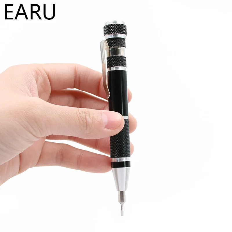 Multifunction 8 In 1 Mini Aluminum Precision Pen Screw Driver Screwdriver Set Repair Tools Kit for Cell Phone Hand tool Set