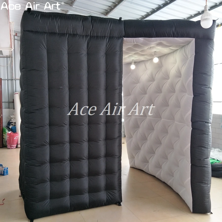 

Lighting Black Sector Inflatable Photo Booth Enclosure Canopy Selfi Touch Wedding Kiosk for Chile