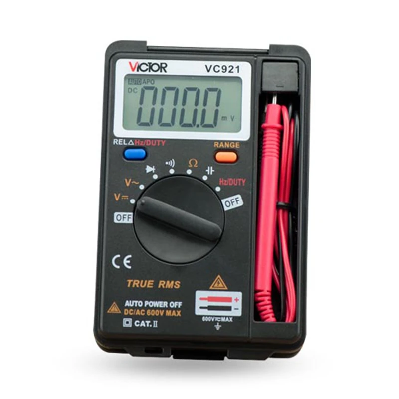 VICTOR VC921 Mini Digital Multimeter DMM Integrated Personal DC AC Voltage Meter Pocket Capacitance Resistance Frequency Tester