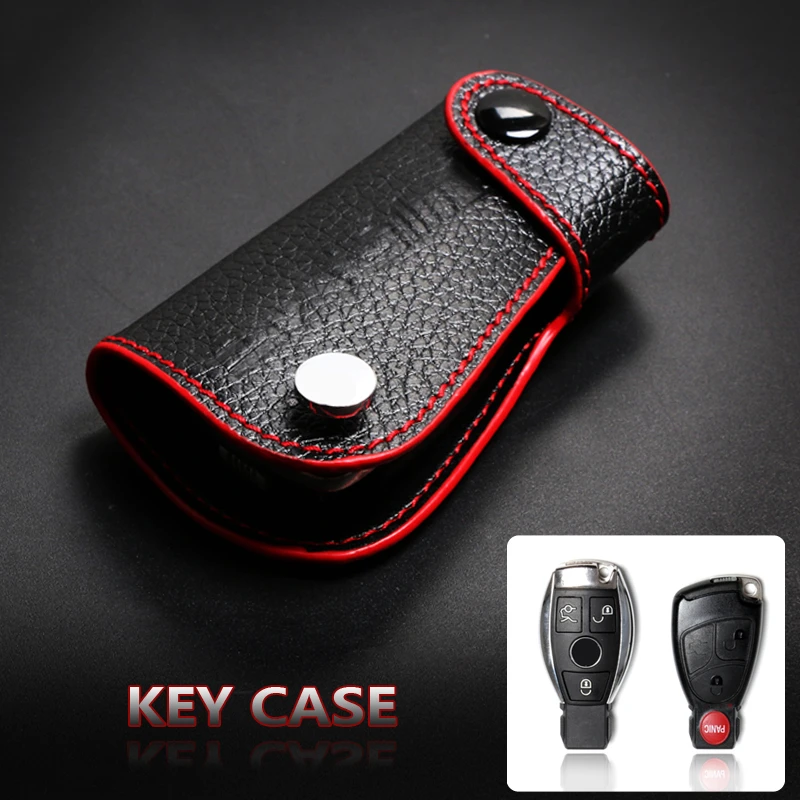 SRXTZM Cowhide Leather Key Case Car Cover Shell Keychain Accessories For Mercedes Benz W204 W203 W205 W211 C S E Class GLA GLK