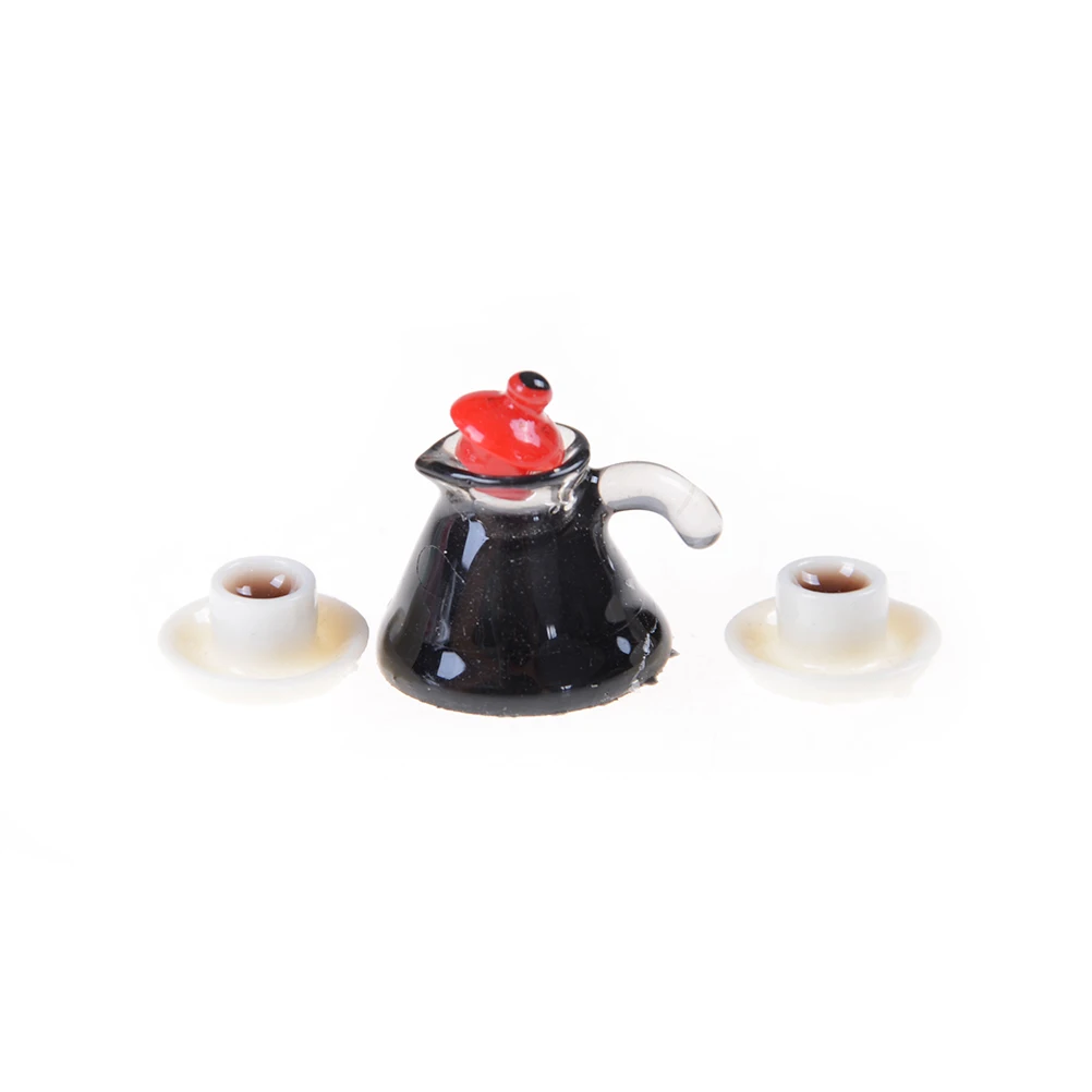 1:12 Miniature Coffee Pot & Cup Saucer Simulation Game Dollhouse Mini Furniture Toy Food Kitchen Food Play Doll House Accessory