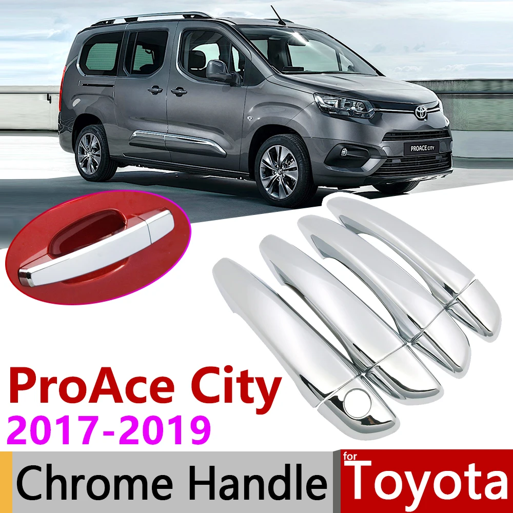 for Toyota ProAce City Verso 2018 2019 2020 Chrome Exterior Door Handle Cover Car Accessories Stickers Trim Set of 4Door