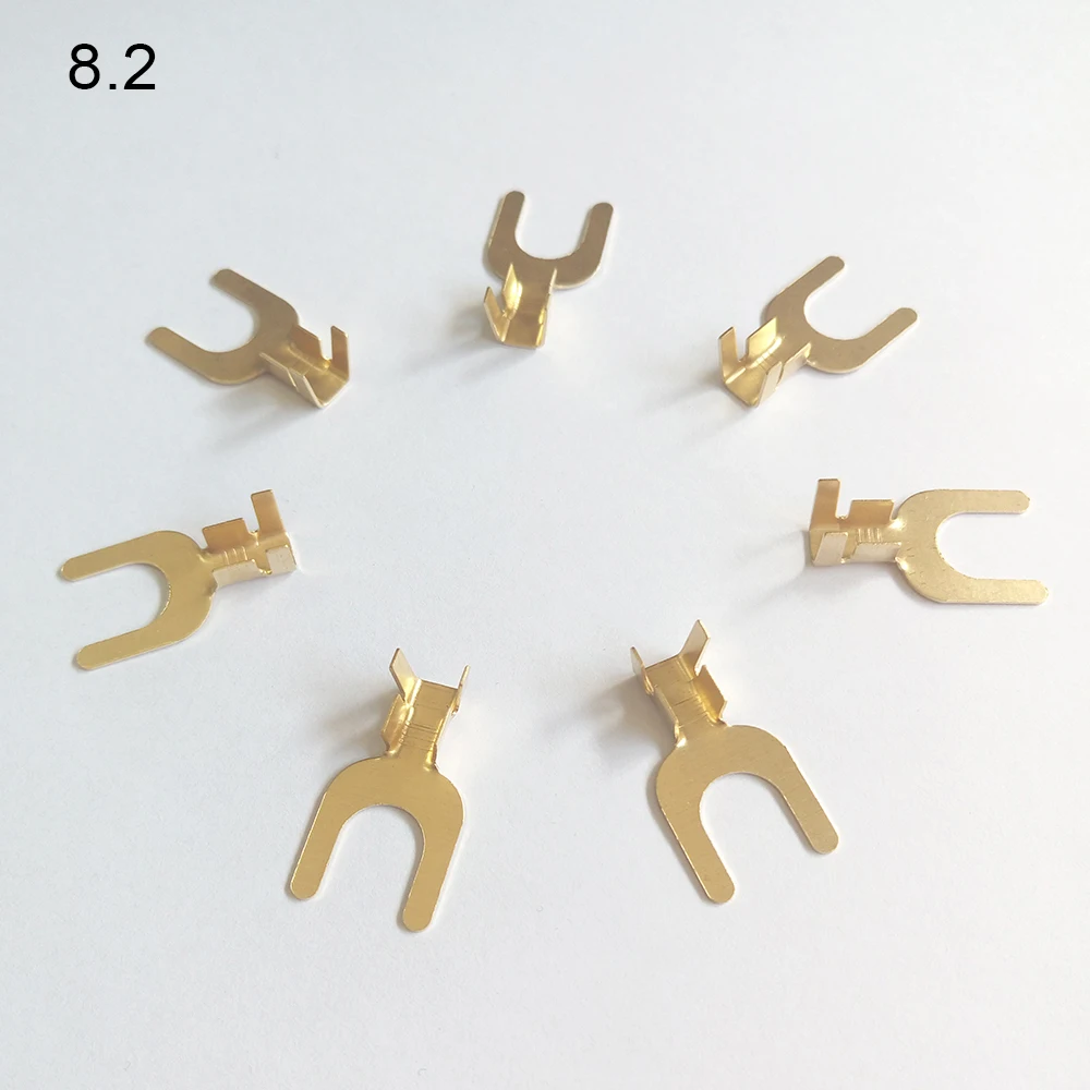 100pcs/lot 8.2mm  furcation Terminal Wire Naked Connector For 2.5-4mm2 Wire, Y type terminal harpoon type