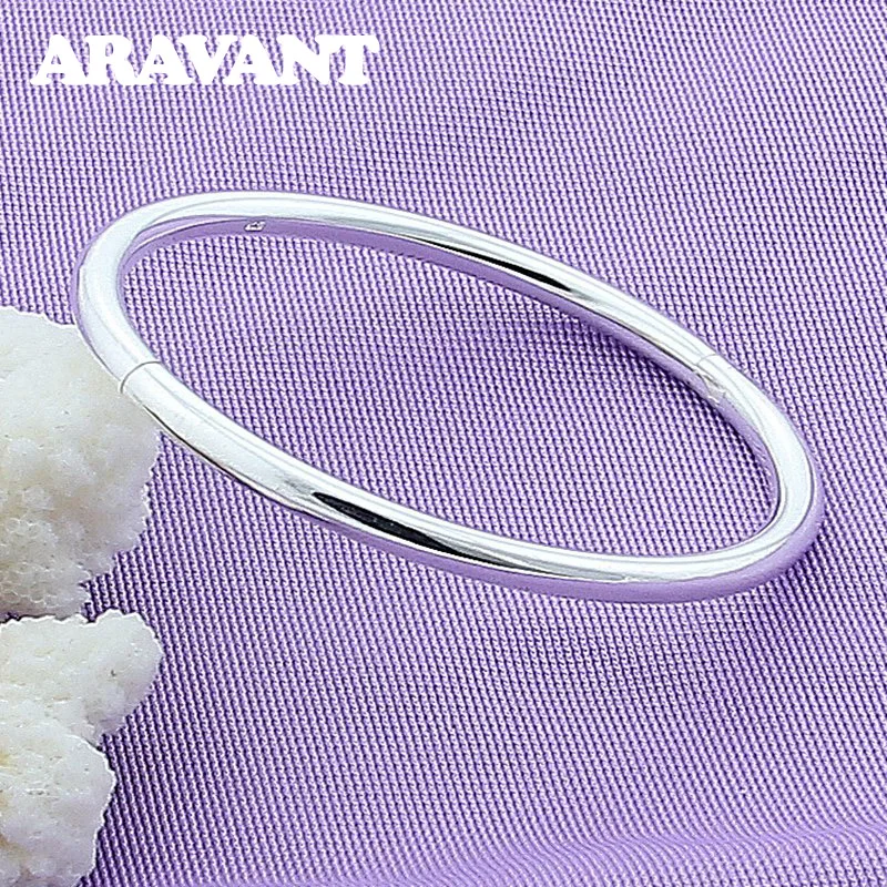 Aravant 925 Silver Round Circle Charm Bracelet Bangle For Women Fashion Jewelry