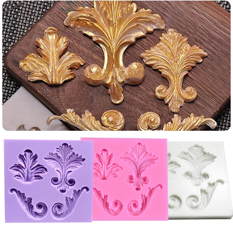 Vintage Flourish Scrolls Silicone Fondant Moulds Cake Decor Leaf Sugar Bake