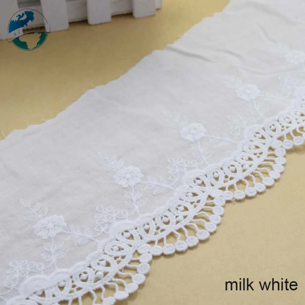 14cm White Lace 100% Cotton Embroidery French Lace Ribbon Fabric Guipure Diy Trims Warp Knitting Sewing Garment Accessories#3318