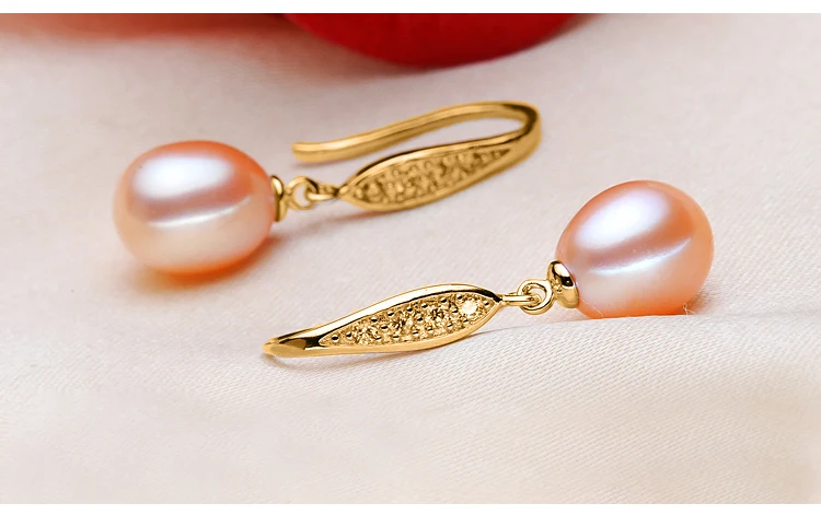 Echte Natürliche Süßwasserperlen-Ohrringe für Damen, Elegante 925 Sterling Silber Kultivierte Perlen-Tropfenohrringe, Geschenk zum Jahrestag für die Ehefrau – Detail 5