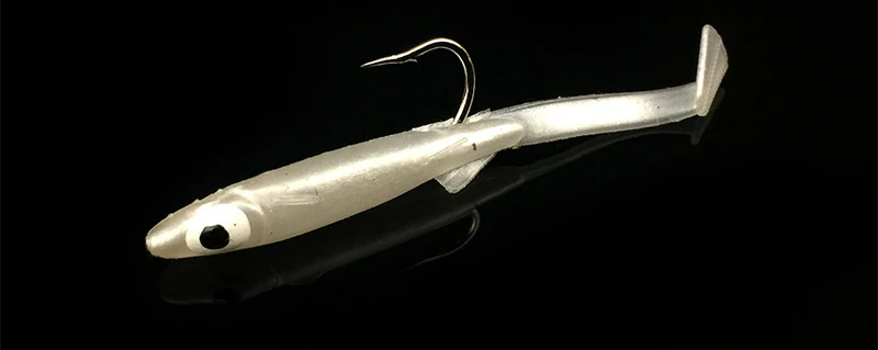 Leurre souple en silicone avec hameçon et yeux 3D, appât Élde type poisson nageur idéal pour la pêche au bar, lot de 3 pièces