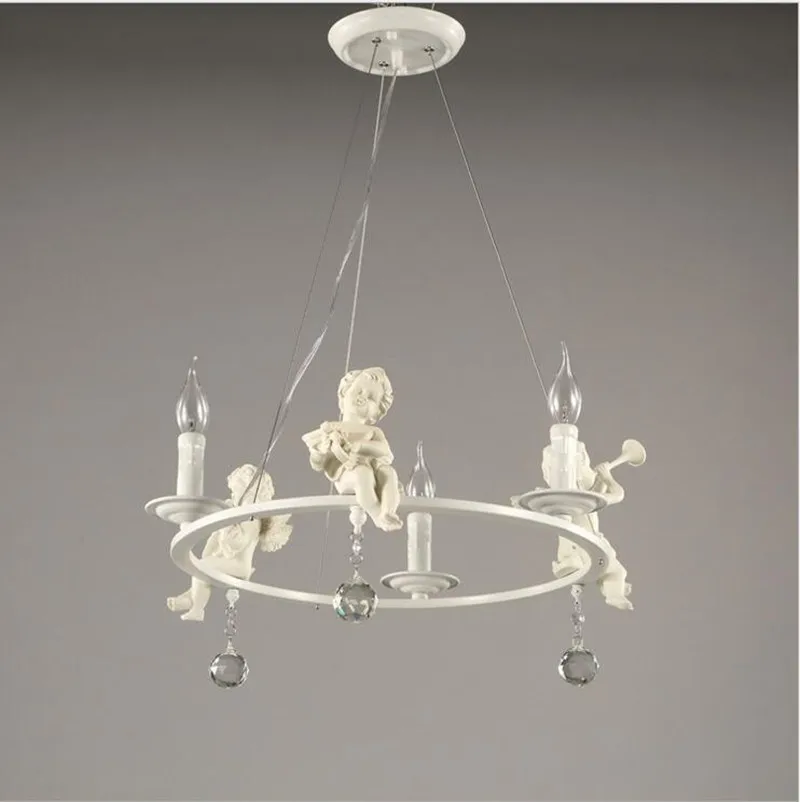 European Resin Angel Ceiling Lamps Led Lamps Lliving Room Dining Room Crystal Ceiling Lamp E14 Led Lustre Light Ceiling Lights