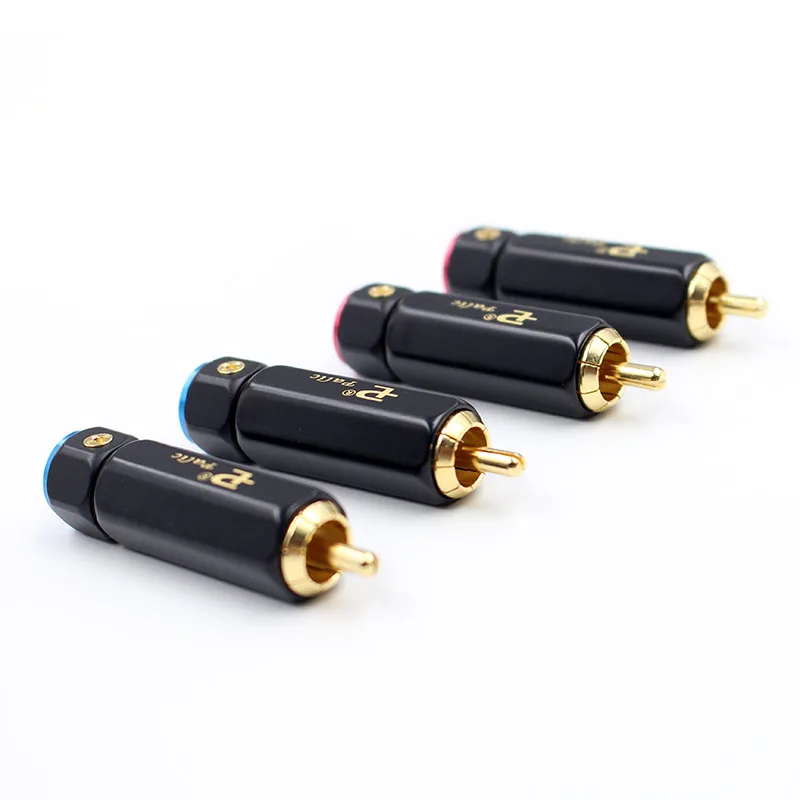 4pcs ATAUDIO Gold-plated HIFI RCA Plug Hi-end Self-locking A/V Connector For Diy Audio Cable