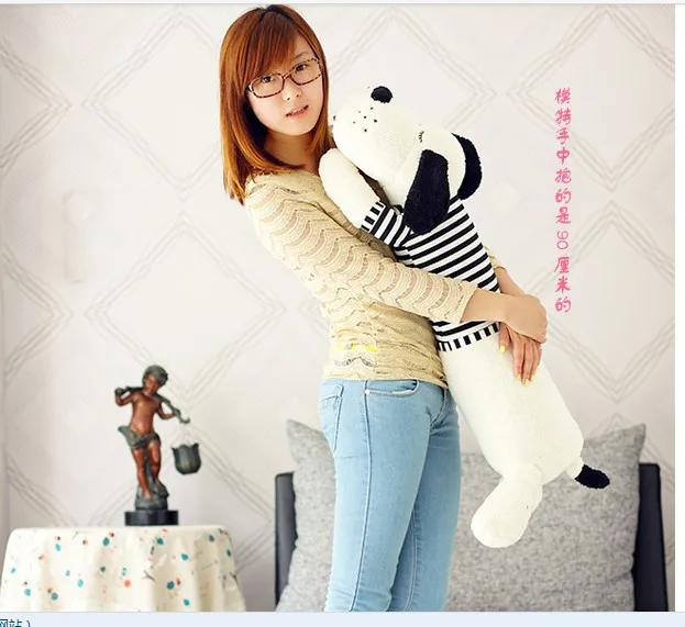 

middle plush dog toy lovely white lying dog doll with black stripe cloth gift about 90cm 0006