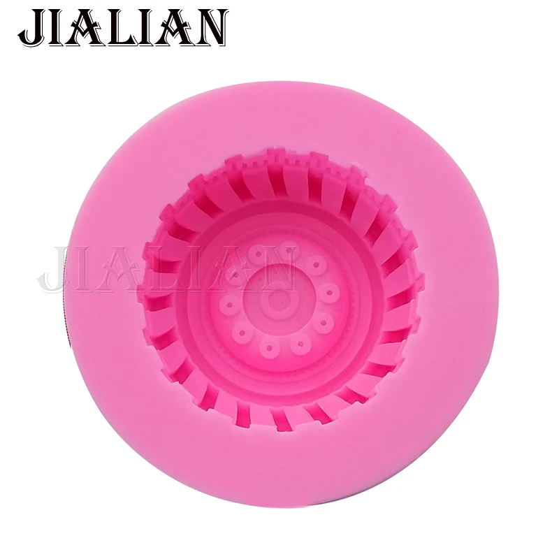 Hot Round Tire shape Silicone Mold Fondant Cake Decorating Tools 3D Car wheels Chocolate Molds  handmade soap mold T0623