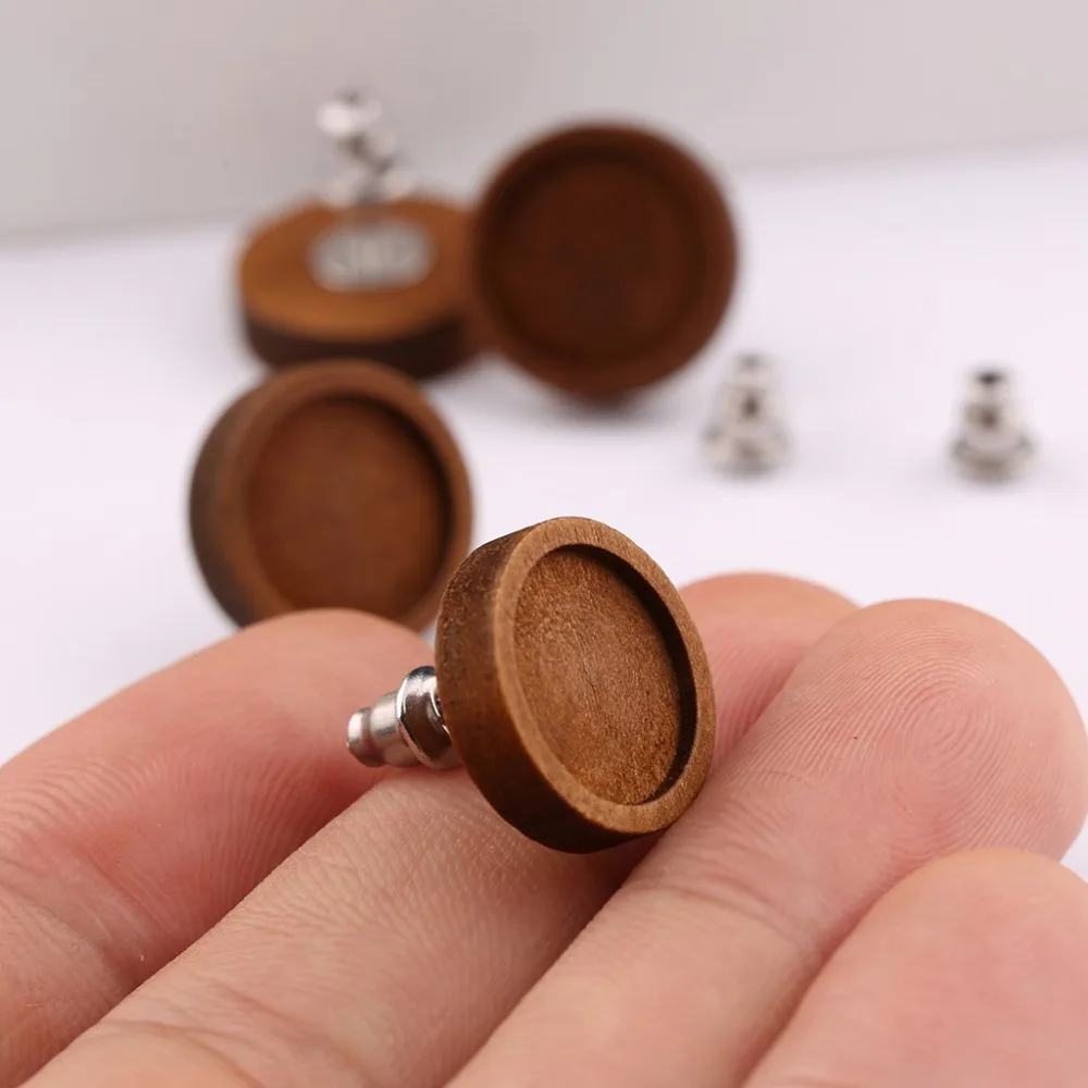 10pairs Fit 12mm Cabochon Wood Earring Base Blanks Stainless Steel Earrings Post Stud Bezel Setting Diy Jewelry Making Supplies
